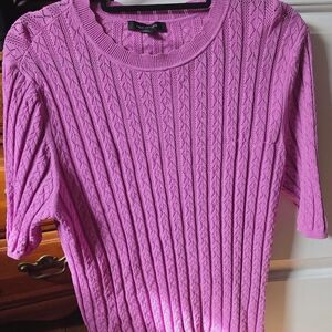 Ann Taylor Vibrant Purple Textured Crew Neck Sweater